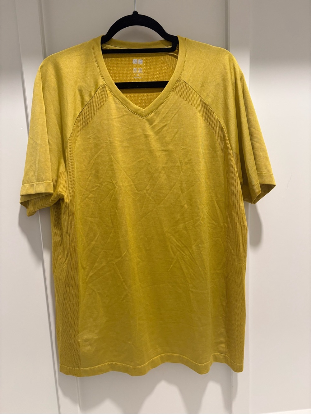 Uniqlo Men's V-Neck Short Sleeve Tee - Mustard Yellow